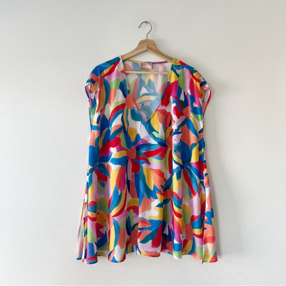SMYM | Trixie Tunic Dress in Rainbow Pop Colorful Abstract | M - Picture 2 of 5